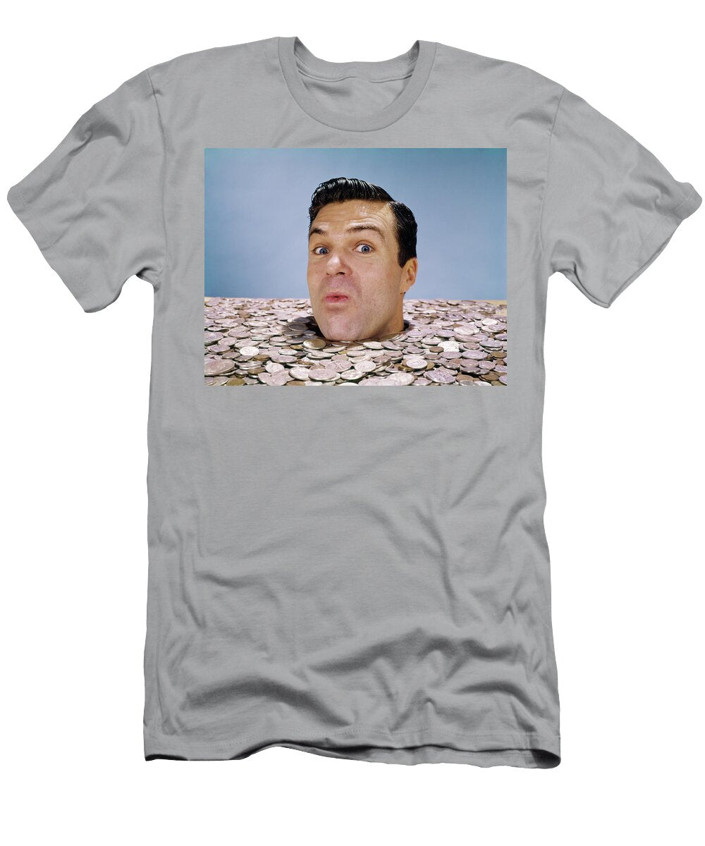 1960s Head of Man Buried Up to His Neck Vintage Images T-Shirt