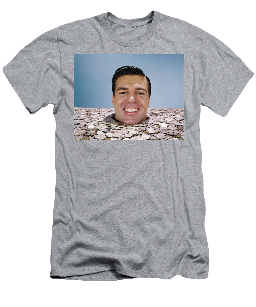 1960s Mans Head Face Buried Up to Neck Vintage Images T-Shirt