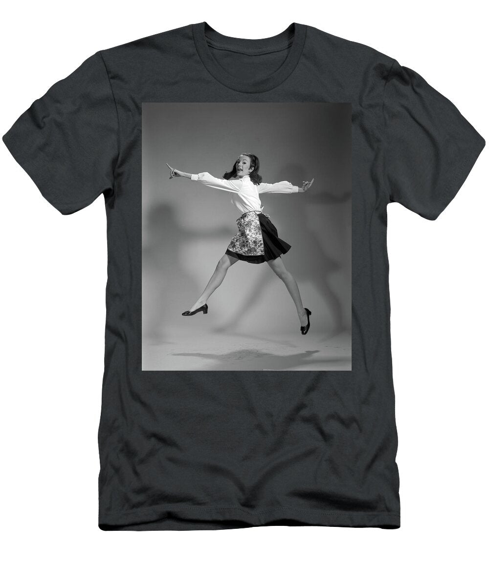 1960s Woman Housewife in Apron Jumping Vintage Images T-Shirt