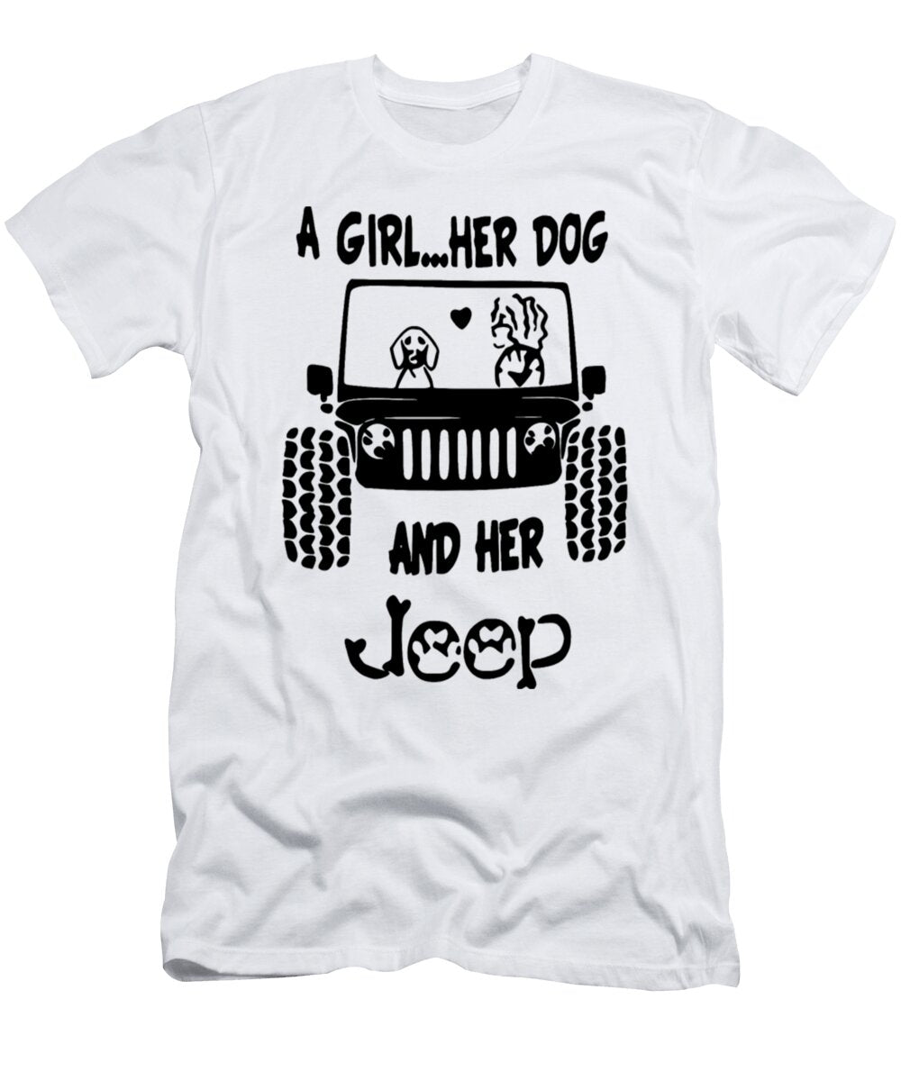 2 a Girl Her Dog and Her Jeep Tinh Tran Le Thanh T-Shirt