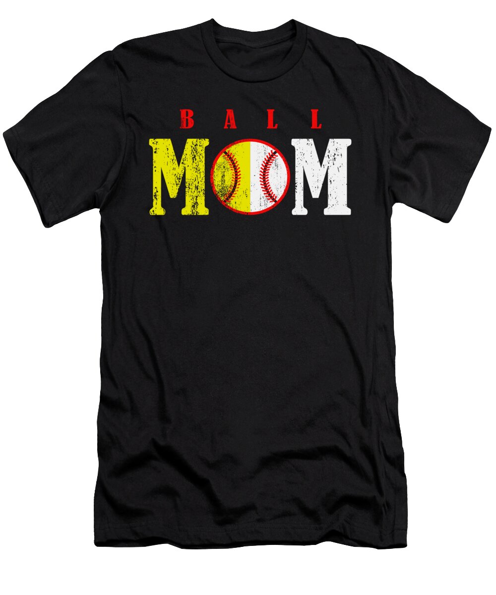 2 Ball Mom Heart Softball Lover Baseball Player Mothers Day Haselshirt T-Shirt