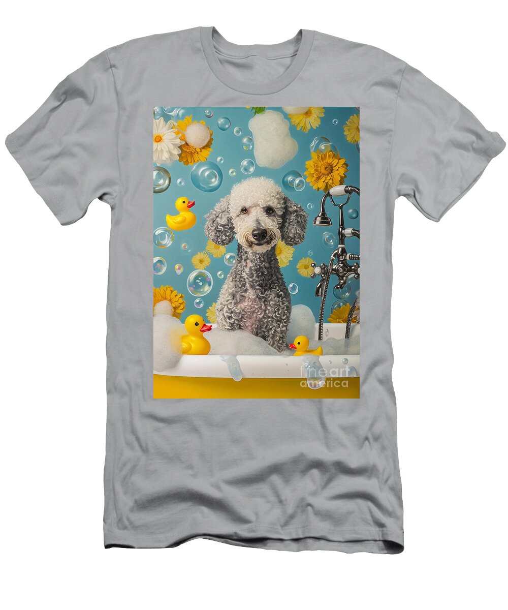 2 Bedlington Terrier Dog Enjoying a Bubbly Bath Adrien Efren T-Shirt