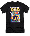 2 Blessed By God for 57 Years 57th Birthday Religious Theme Maximus Designs T-Shirt