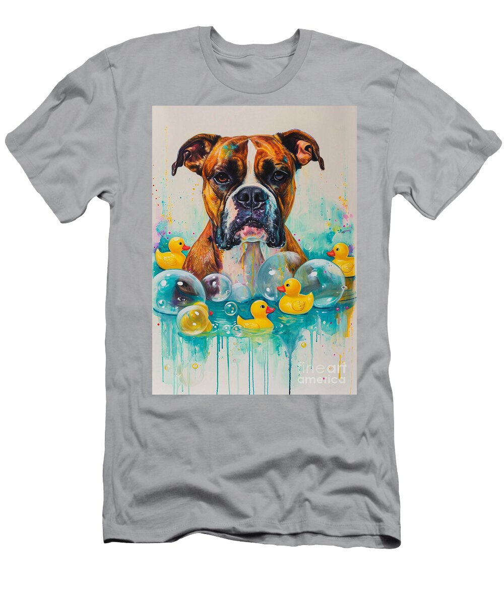 2 Boxer Dog Enjoying a Bubbly Bath Adrien Efren T-Shirt