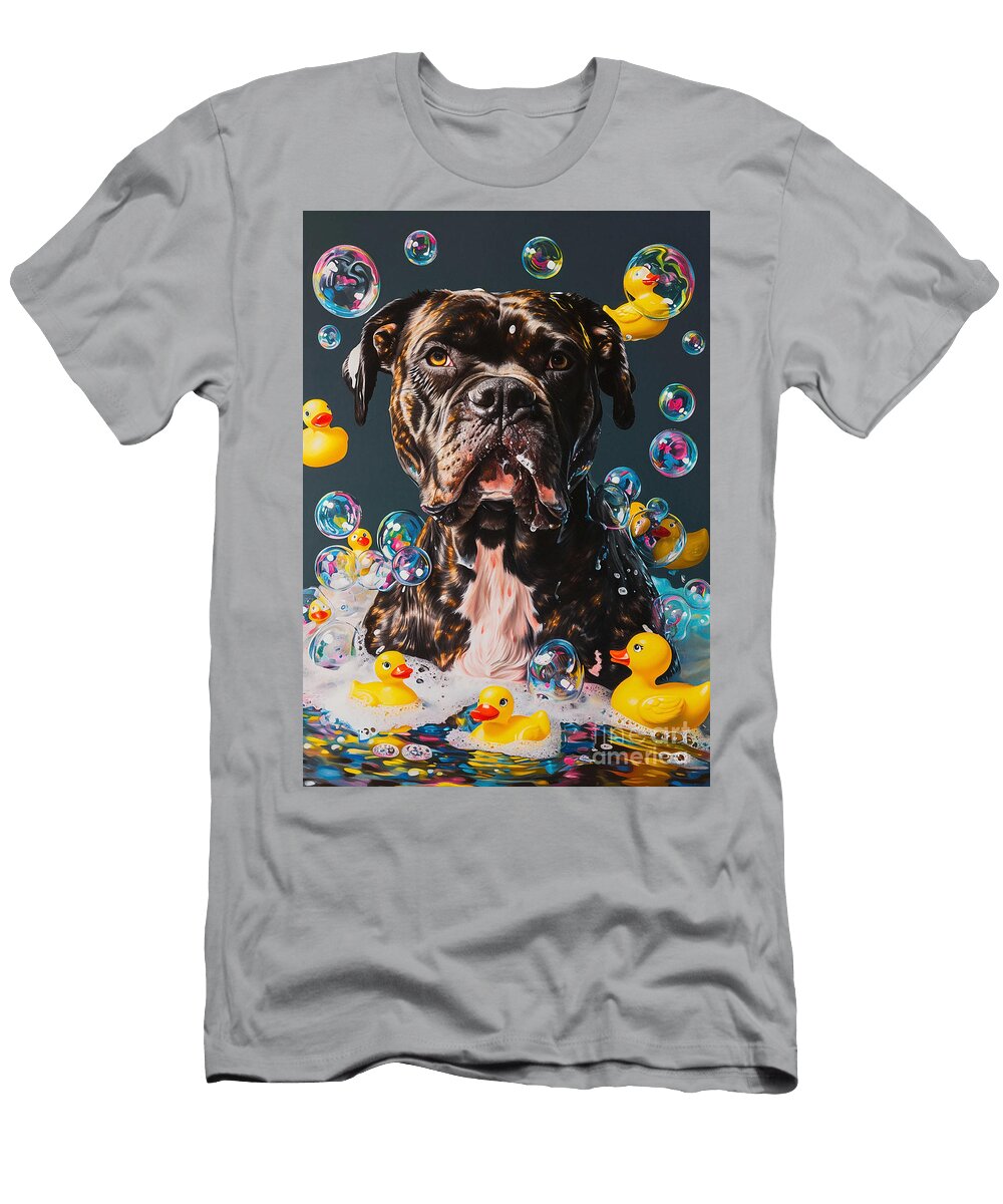 2 Cane Corso Dog Frolicking in a Bubbly Bathtub Adrien Efren T-Shirt