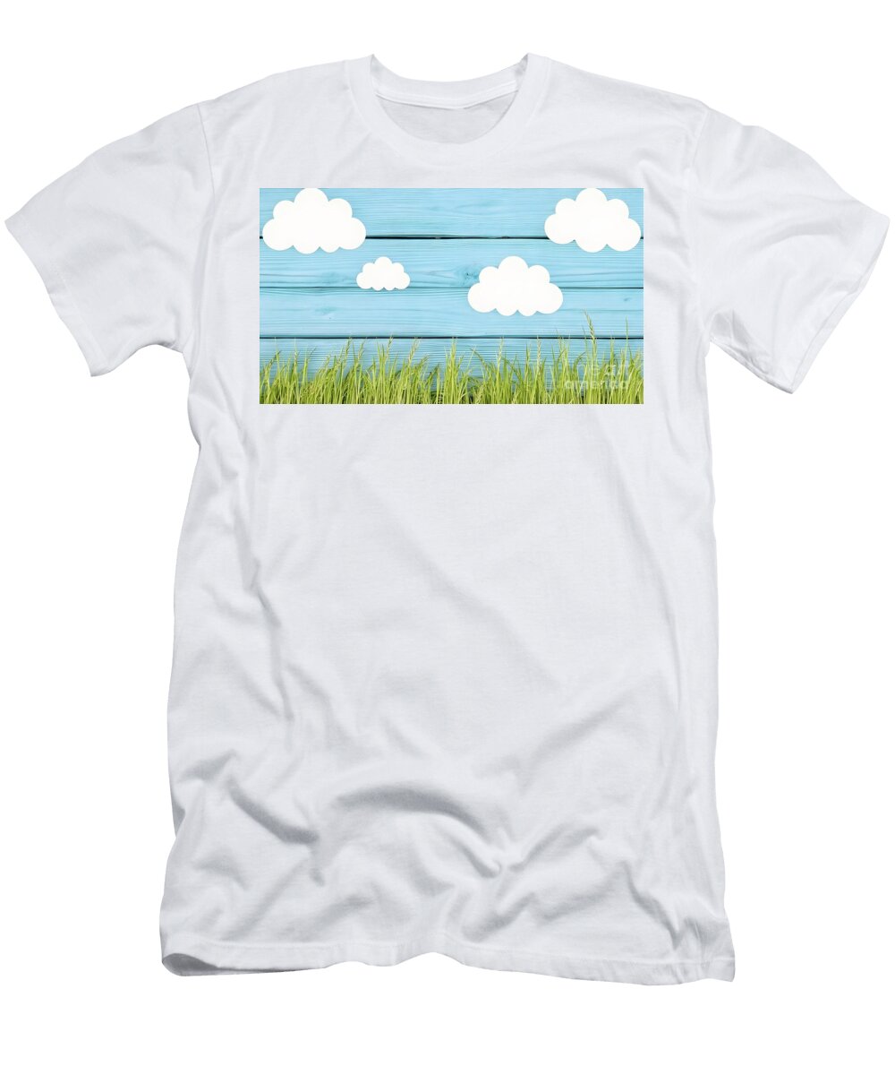 2 Cute Children or Baby Background White Clouds on the Blue Wood Turgay Koca T-Shirt