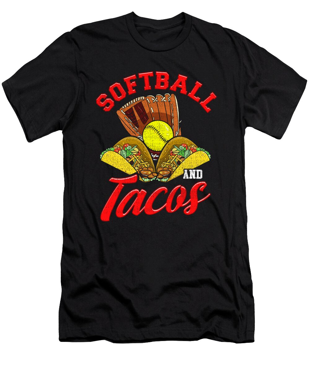 2 Cute Softball and Tacos Novelty Soft Ball Player the Perfect Presents T-Shirt