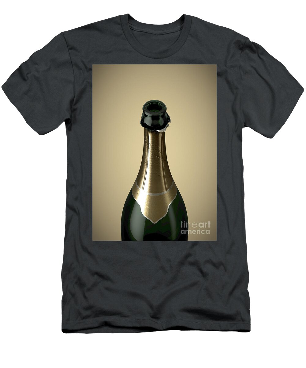 2 Gold Champagne Bottle Open Neck Allan Swart T-Shirt