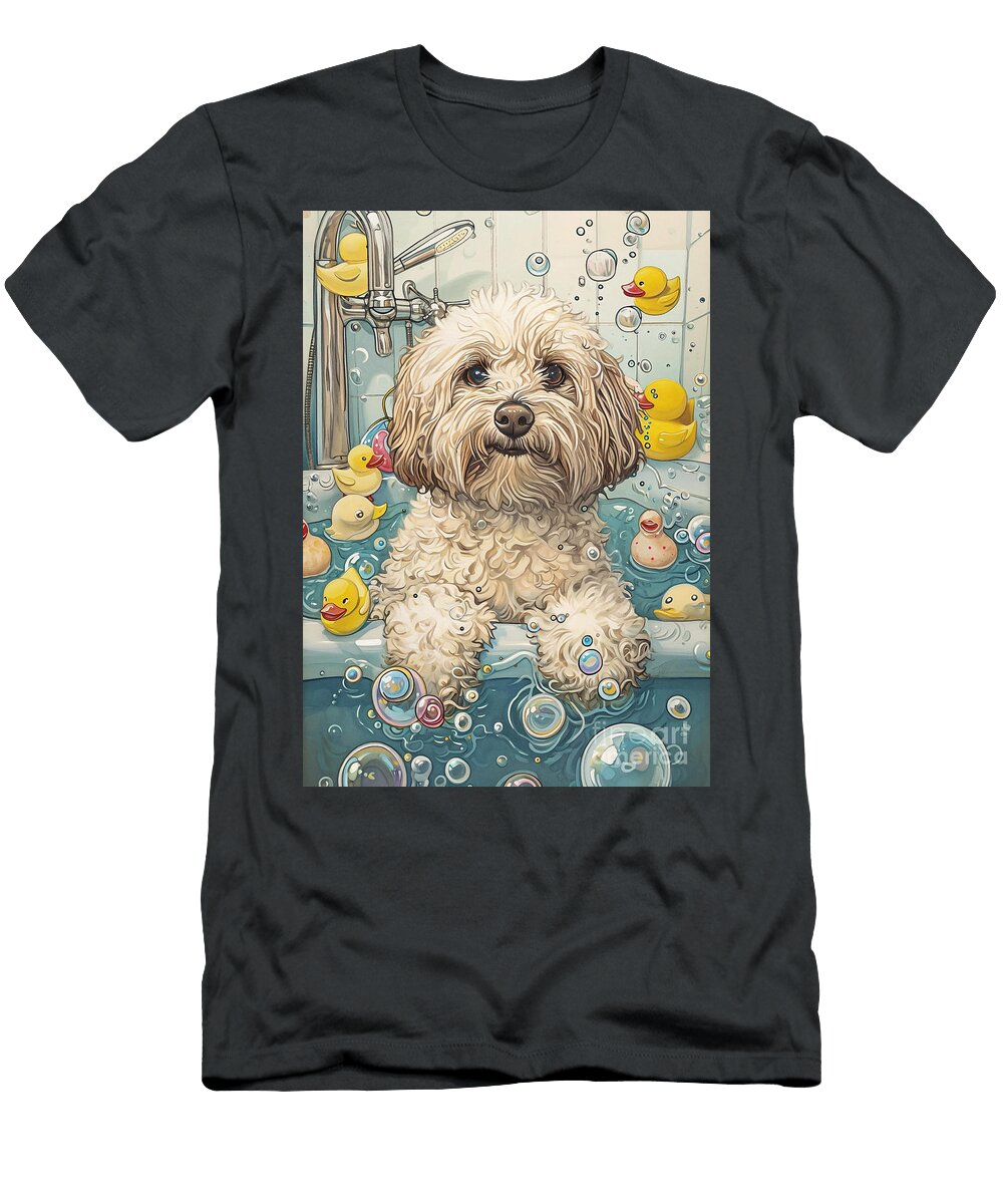 2 Havanese Dog Frolicking in a Bubbly Bathtub Adrien Efren T-Shirt
