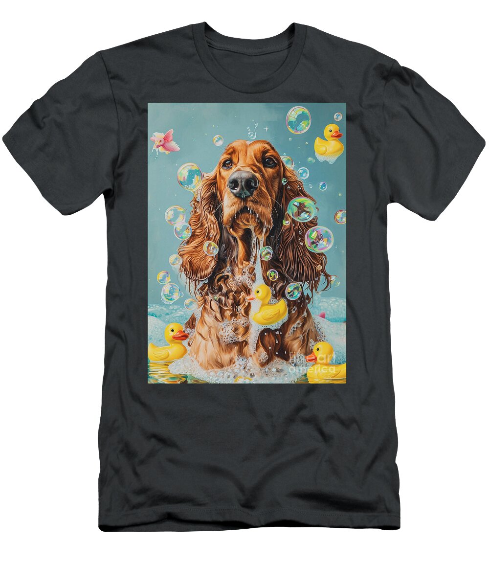 2 Irish Setter Dog Enjoying a Bubbly Bath Adrien Efren T-Shirt
