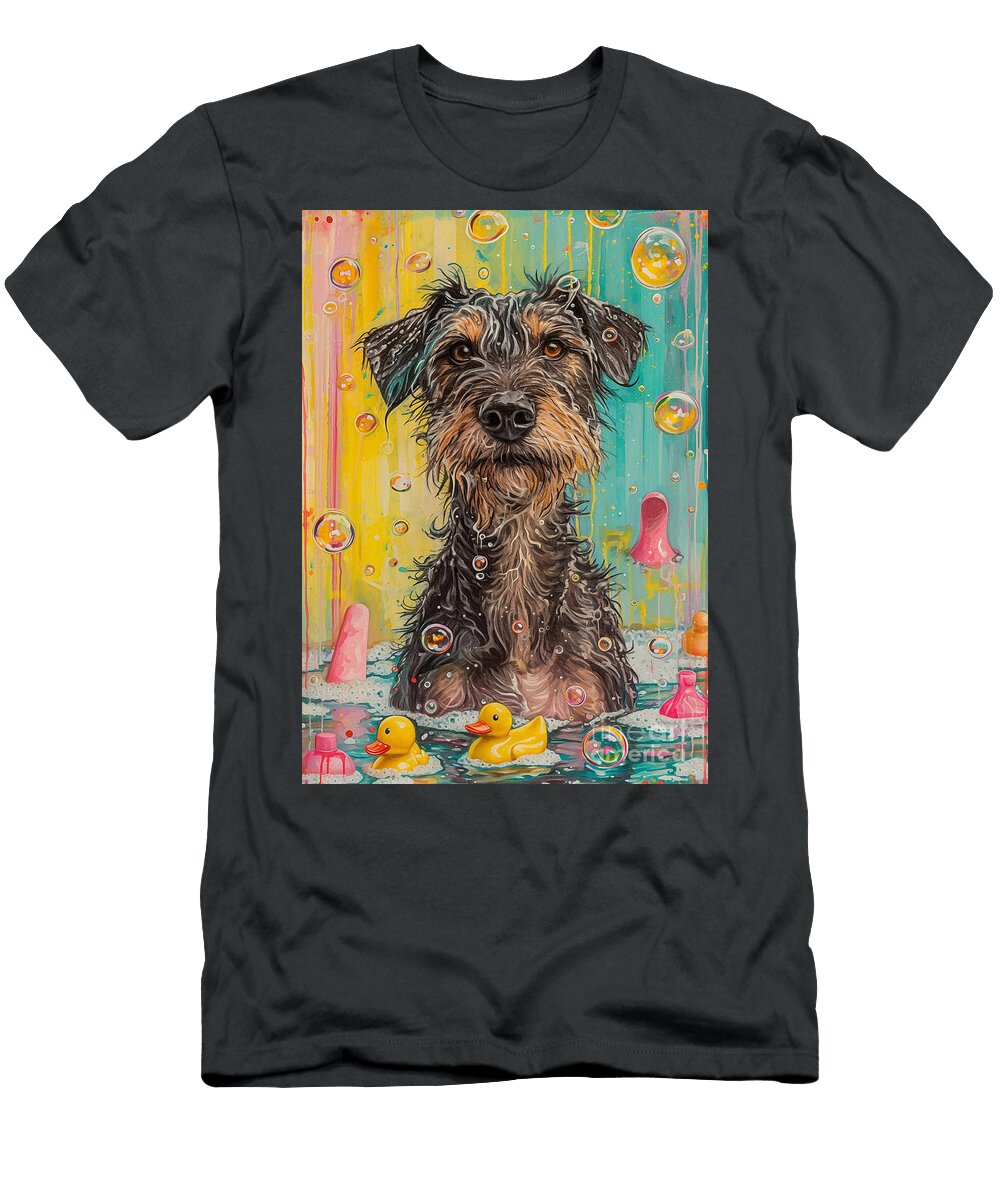 2 Irish Wolfhound Dog Enjoying a Bubbly Bath Adrien Efren T-Shirt