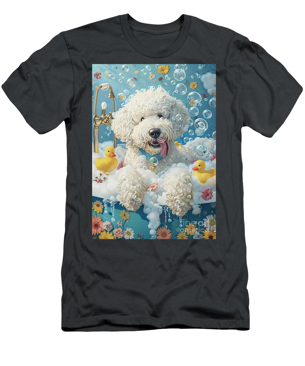 2 Komondor Dog Enjoying a Bubbly Bath Adrien Efren T-Shirt