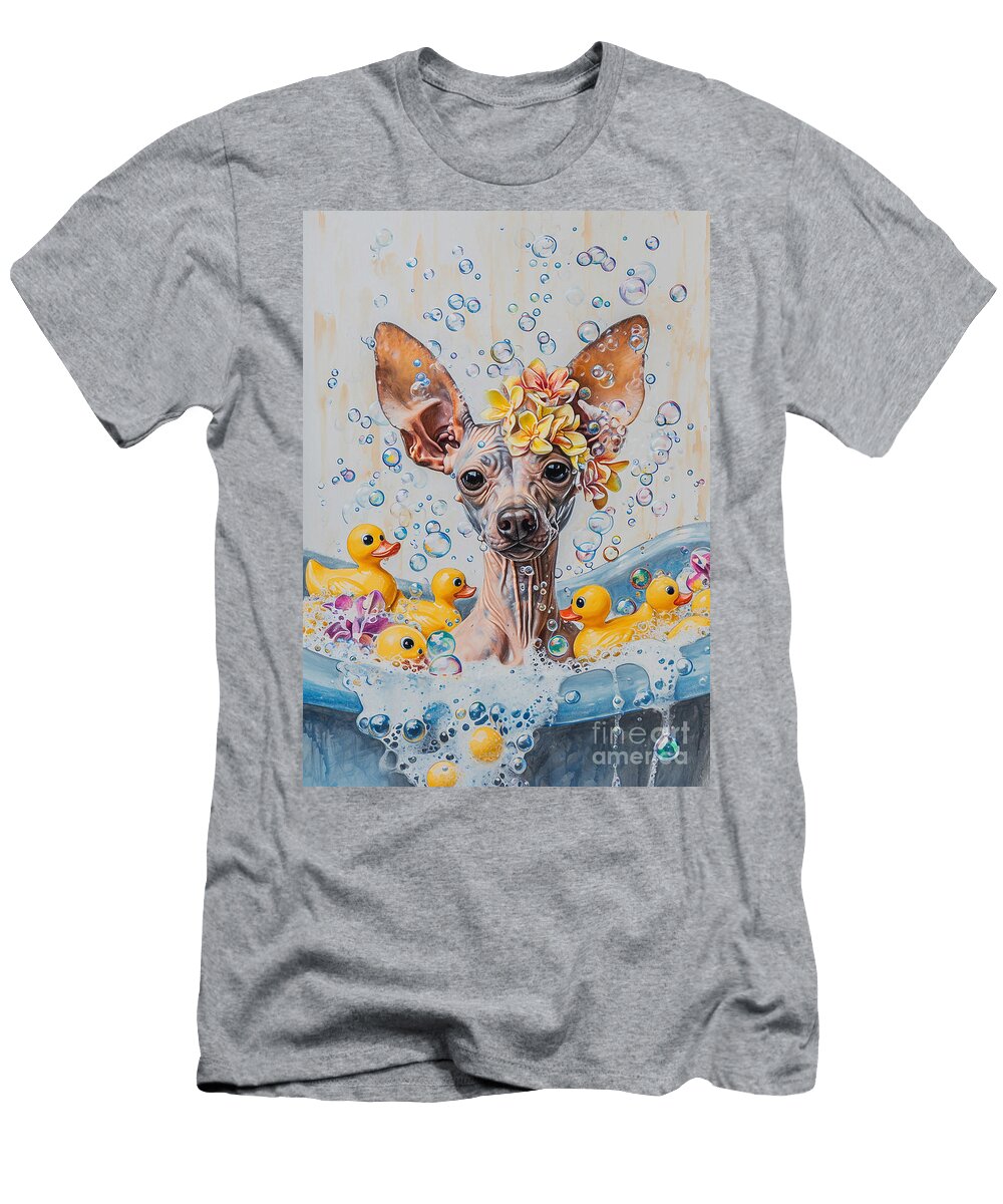 2 Mexican Hairless Dog Enjoying a Bubbly Bath Adrien Efren T-Shirt