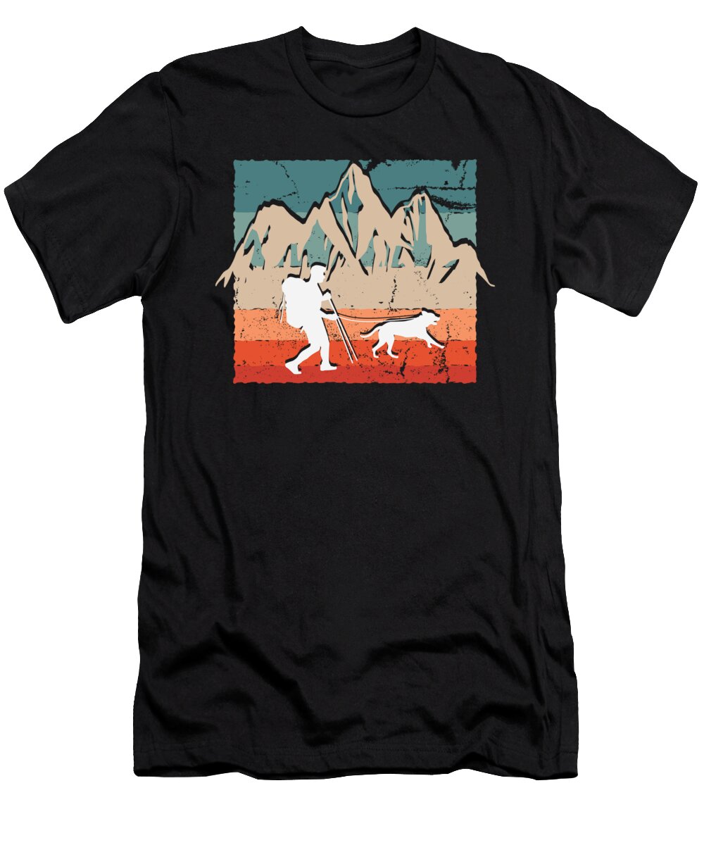 2 Retro Dogtrekking Dog Walking in Nature Greenoptix T-Shirt