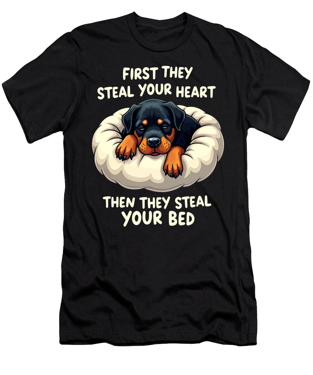 2 Rottweiler Dog Napping Steal Your Heart Steal Studi Alex T-Shirt