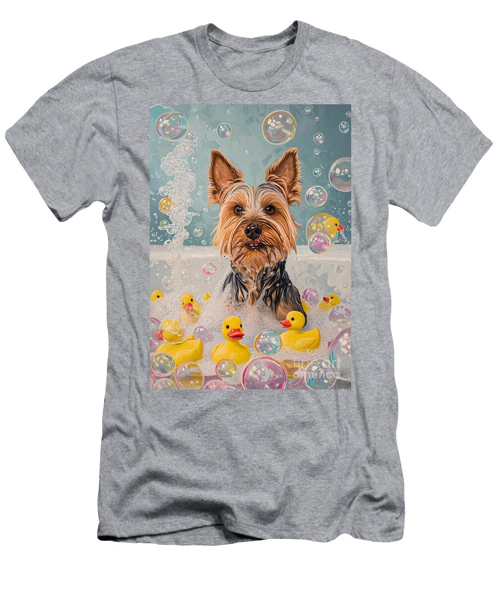 2 Silky Terrier Dog Enjoying a Bubbly Bath Adrien Efren T-Shirt