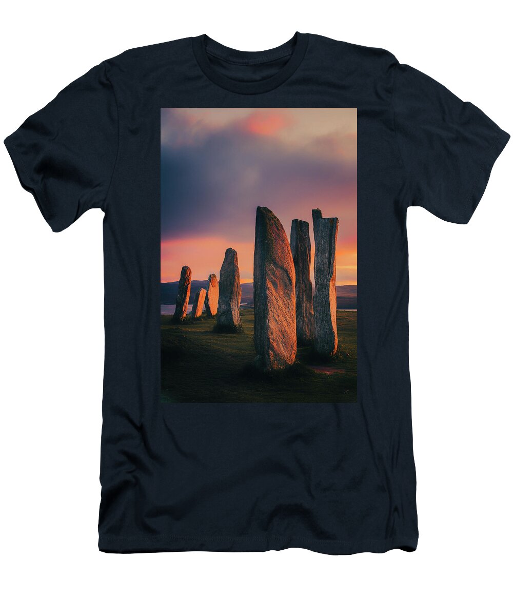 2 United Kingdom Scotland Great Britain British Isles Lewis and Harris Iconic Callanish Stone Circle in the Outer Hebrides At Sunset Maurizio Rellini T-Shirt