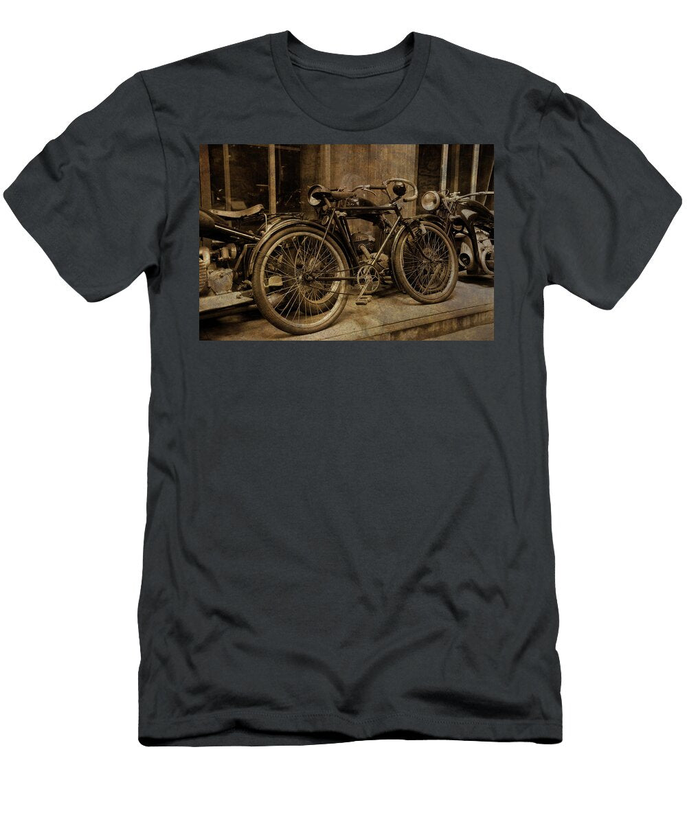 2 Vintage Motorbikes Standing Somewhere in Some Museum Vintage Motorcycles T-Shirt