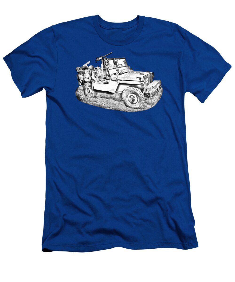 2 Willys World War Two Army Jeep Illustration Keith Webber Jr T-Shirt
