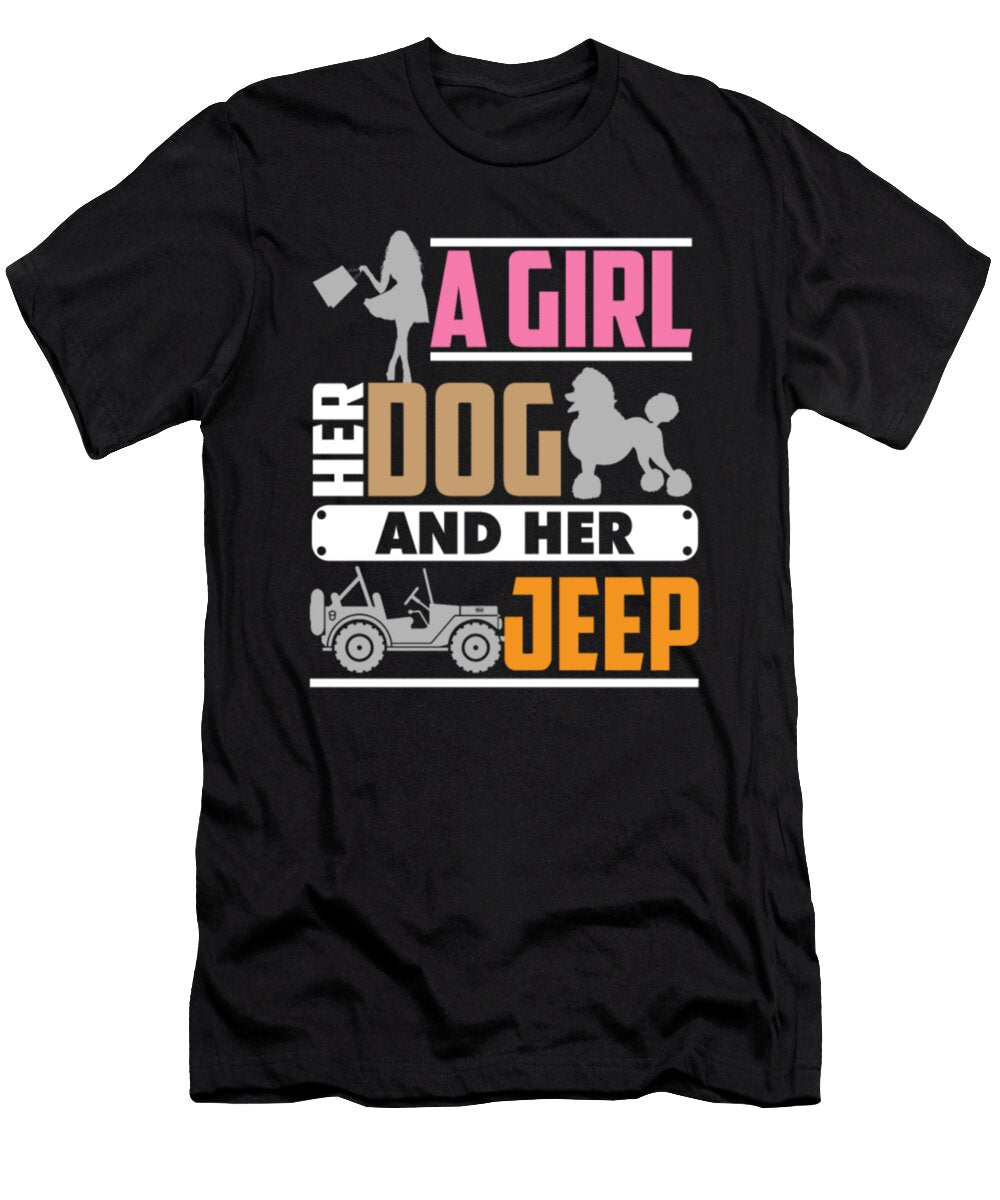 3 a Girl Her Dog and Her Jeep Tinh Tran Le Thanh T-Shirt