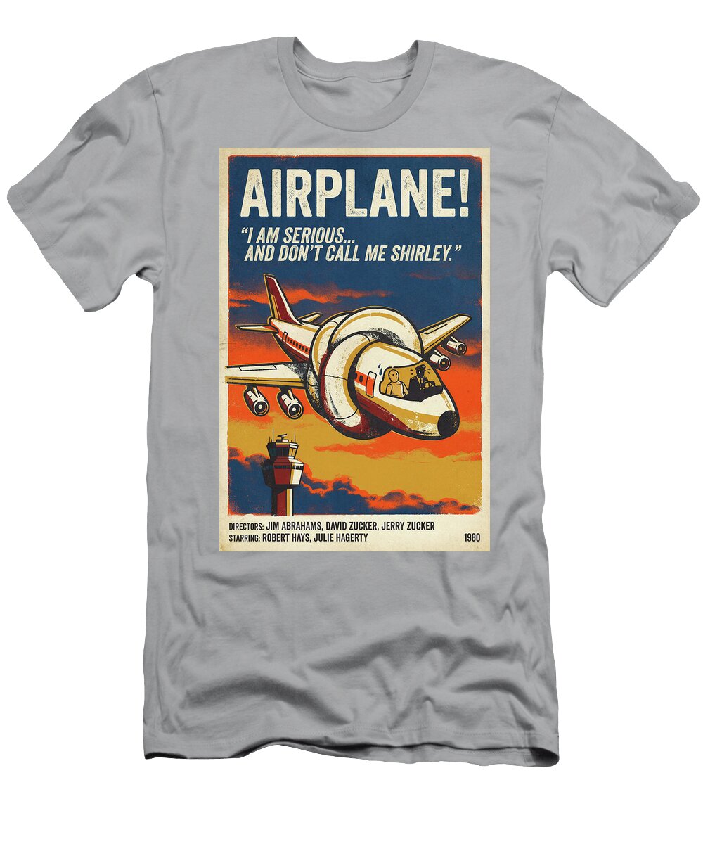 3 Airplane Minimal Movie Poster Retro Film Poster Vintage 1980 Sampadart Gallery T-Shirt