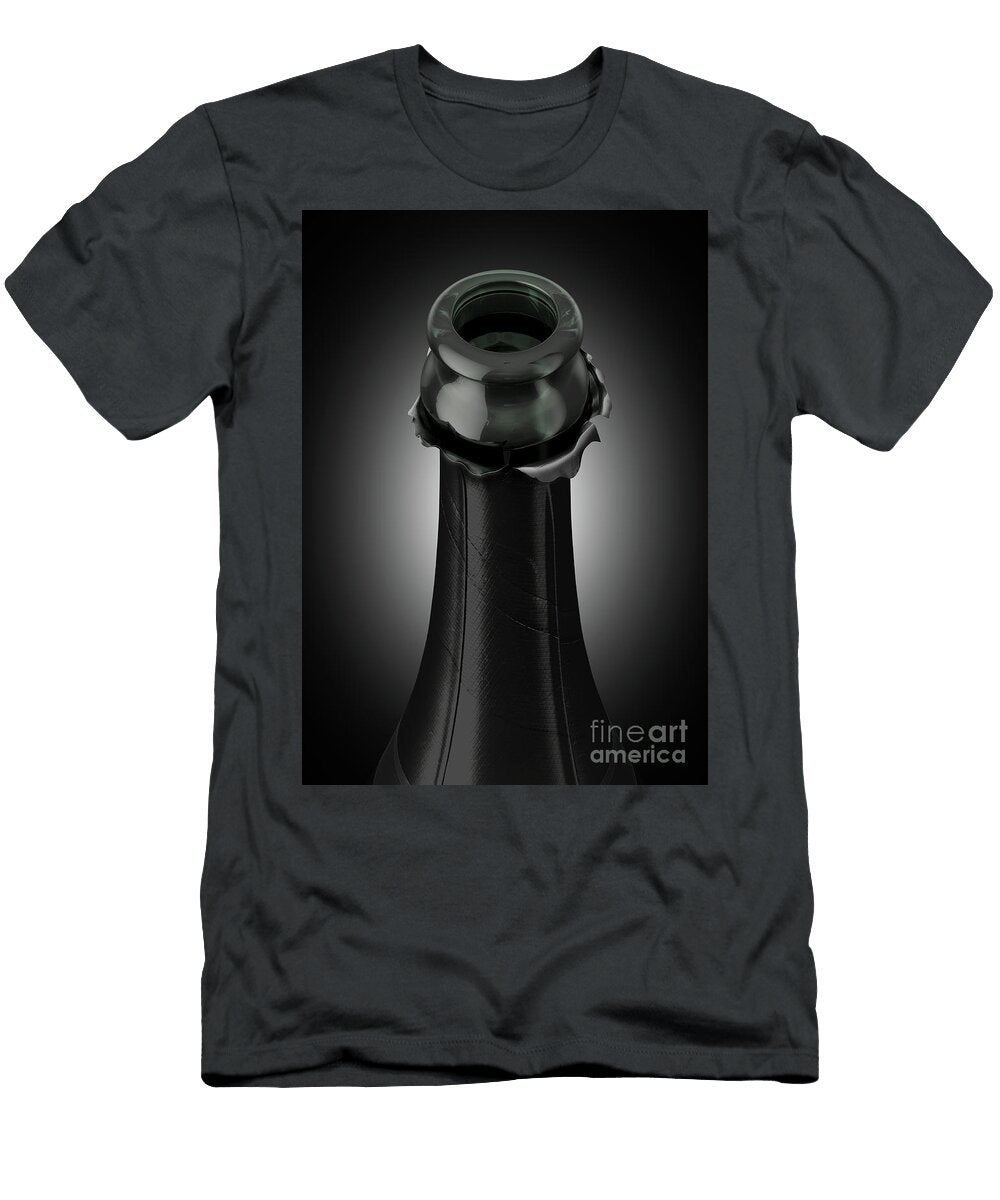 3 Black Champagne Bottle Open Neck Allan Swart T-Shirt
