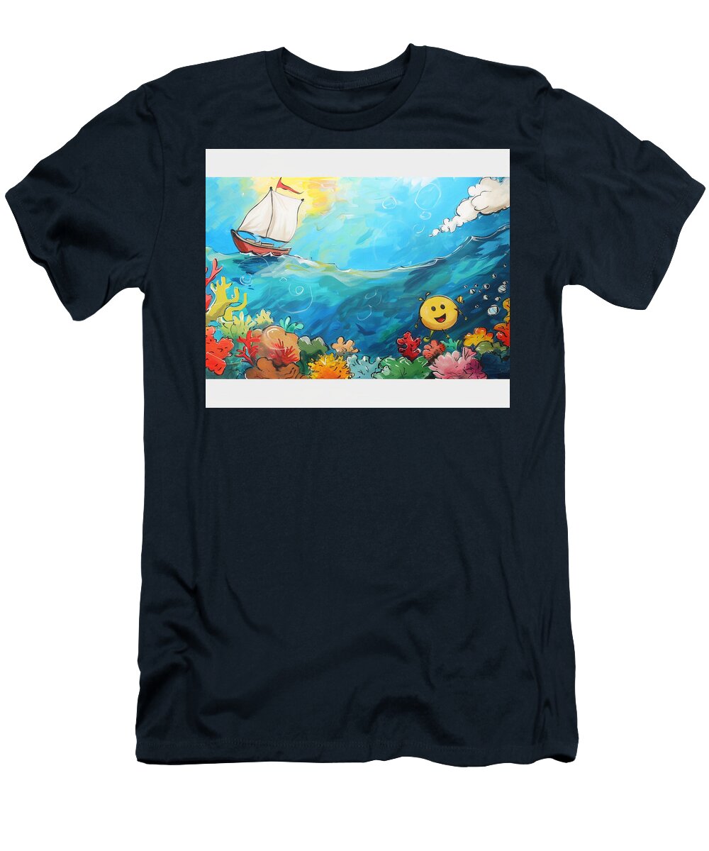3 Boats and Coral Reefs Boats Over Vibrant Coral Reefs Grover Mcclure T-Shirt