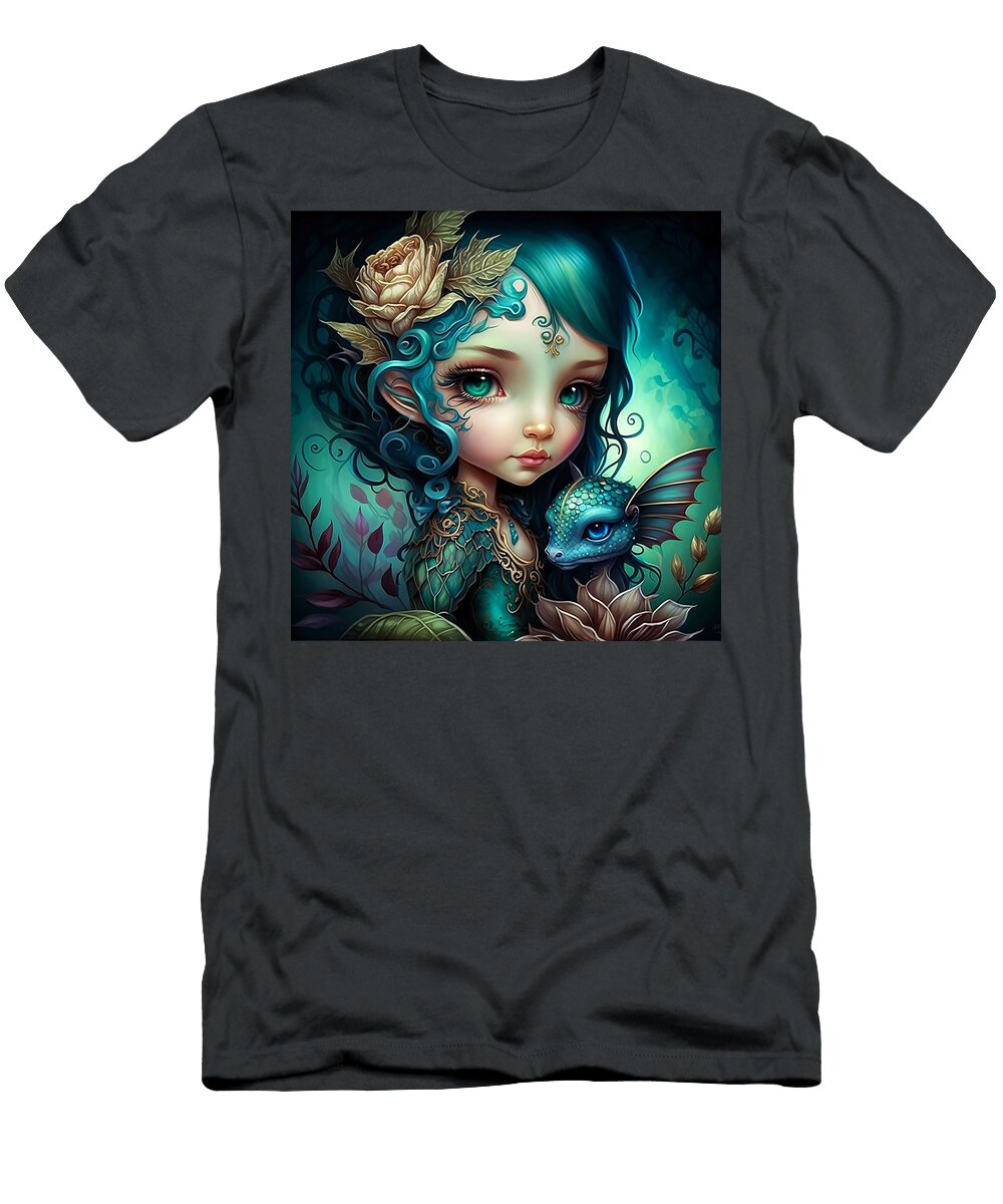 3 Cute Girl with Little Dragon Lilia D T-Shirt