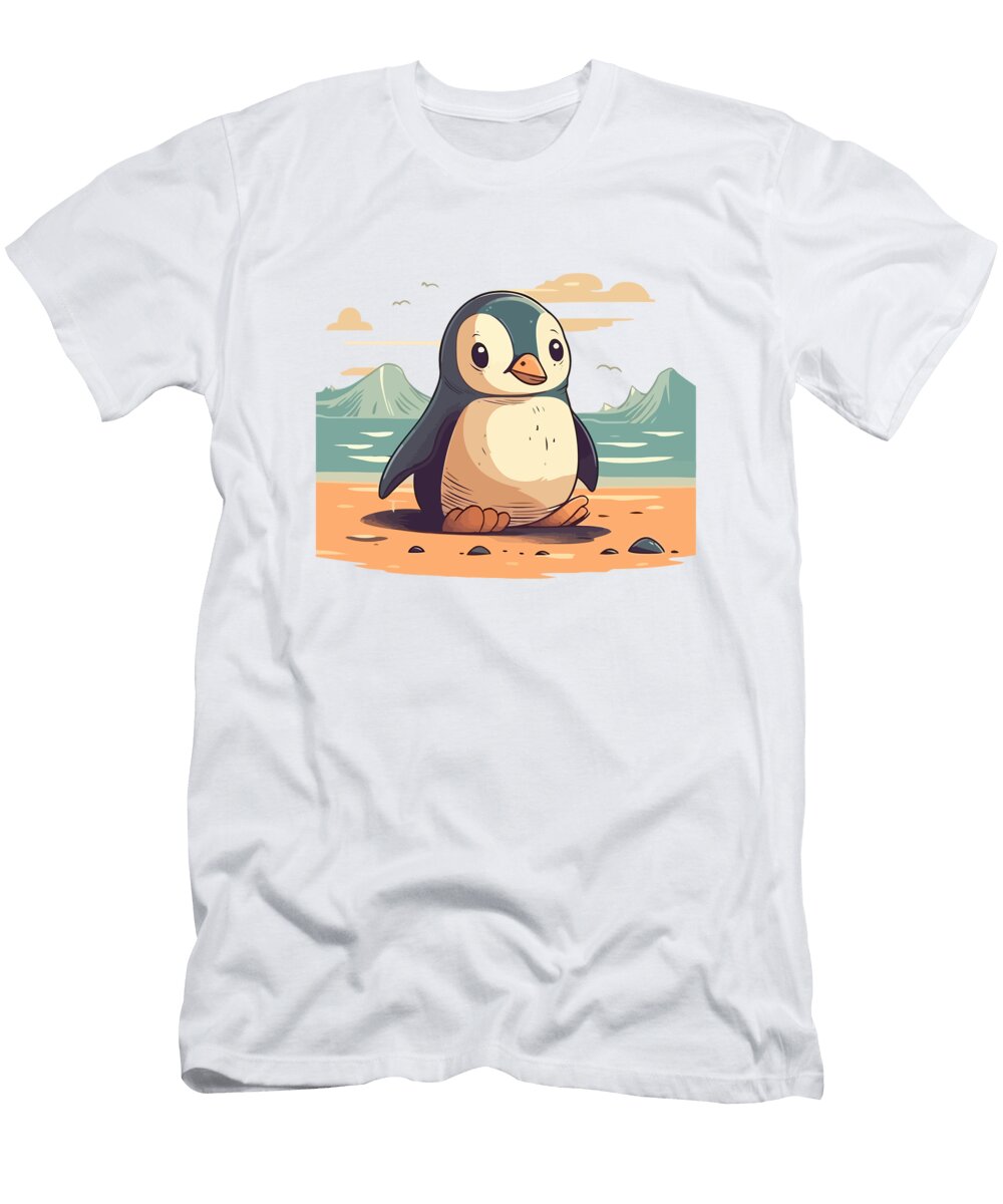 3 Cute Penguin Chilling on the Beach Amir Faysal T-Shirt