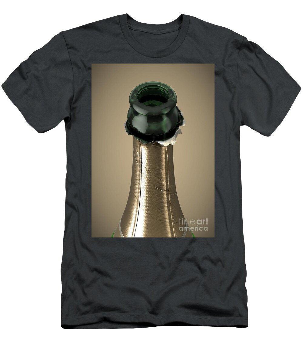 3 Gold Champagne Bottle Open Neck Allan Swart T-Shirt
