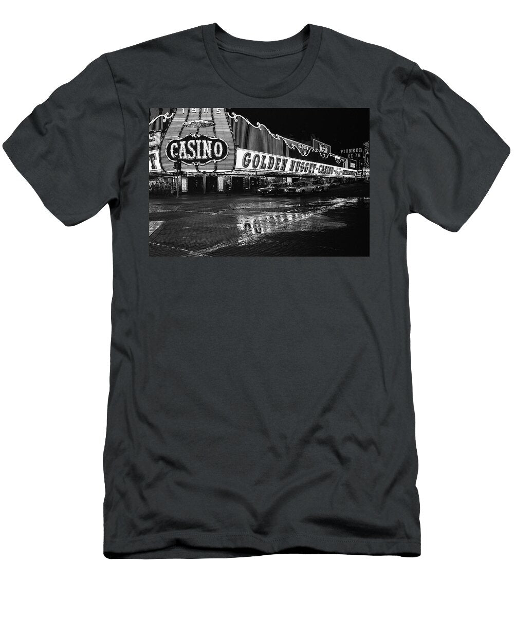 3 Golden Nugget Casino At Night in the Rain Las Vegas Nevada 1979 David Lee Guss T-Shirt