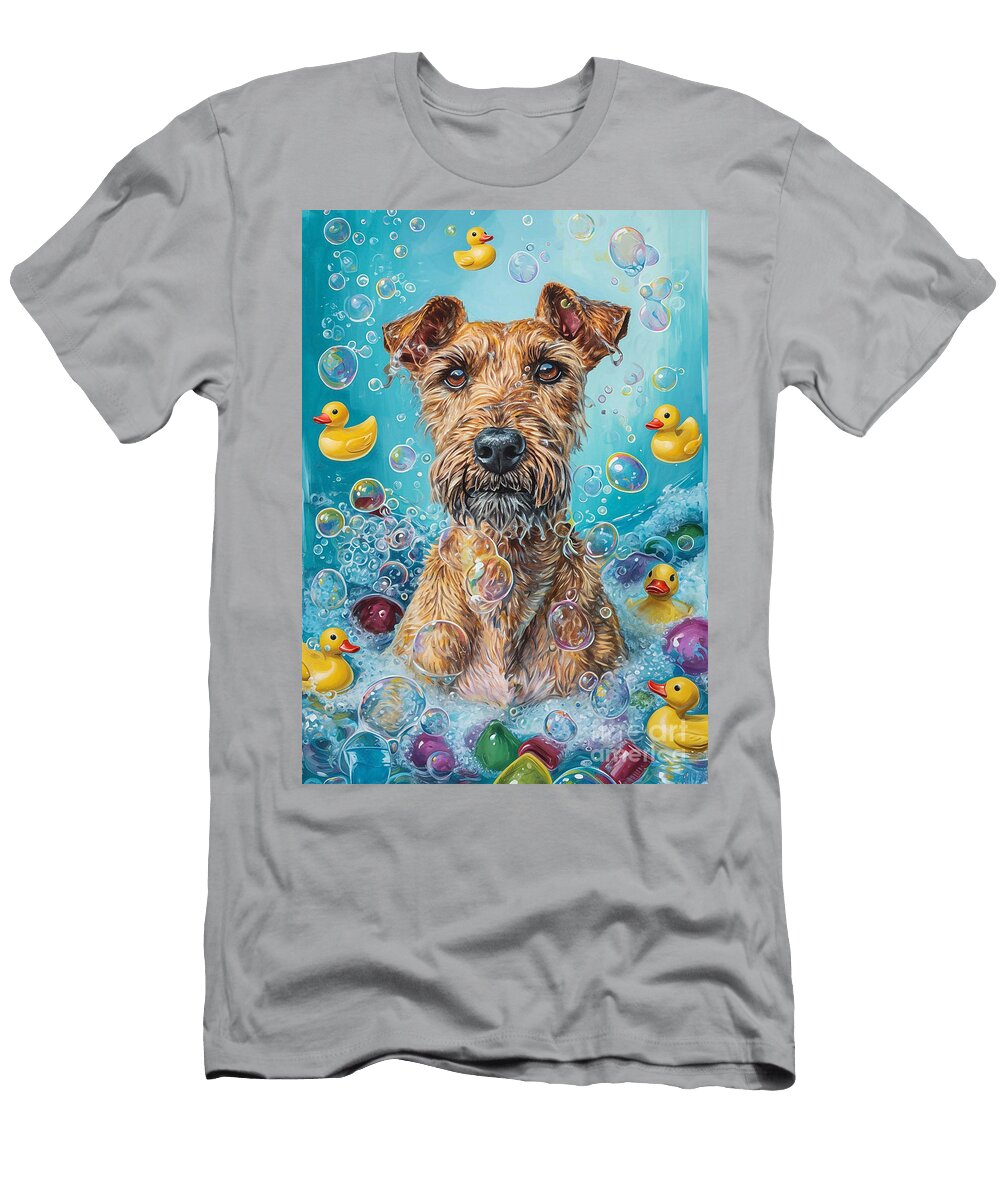 3 Irish Terrier Dog Frolicking in a Bubbly Bathtub Adrien Efren T-Shirt