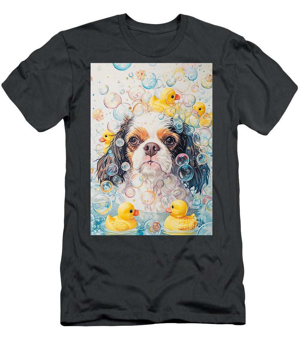 3 Japanese Spaniel Dog Enjoying a Bubbly Bath Adrien Efren T-Shirt