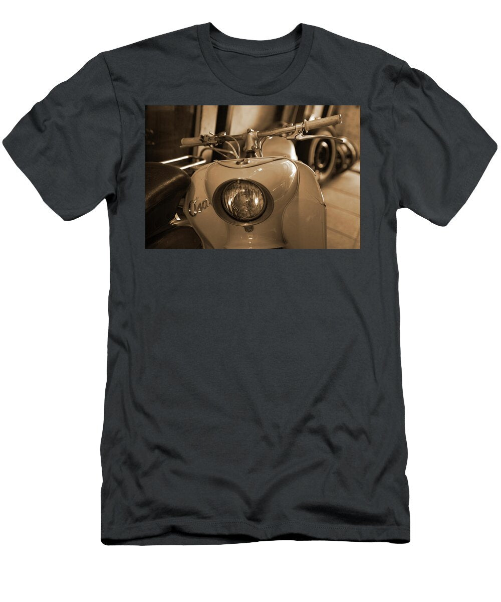 3 Vintage Motorbikes Standing Somewhere in Some Museum Vintage Motorcycles T-Shirt