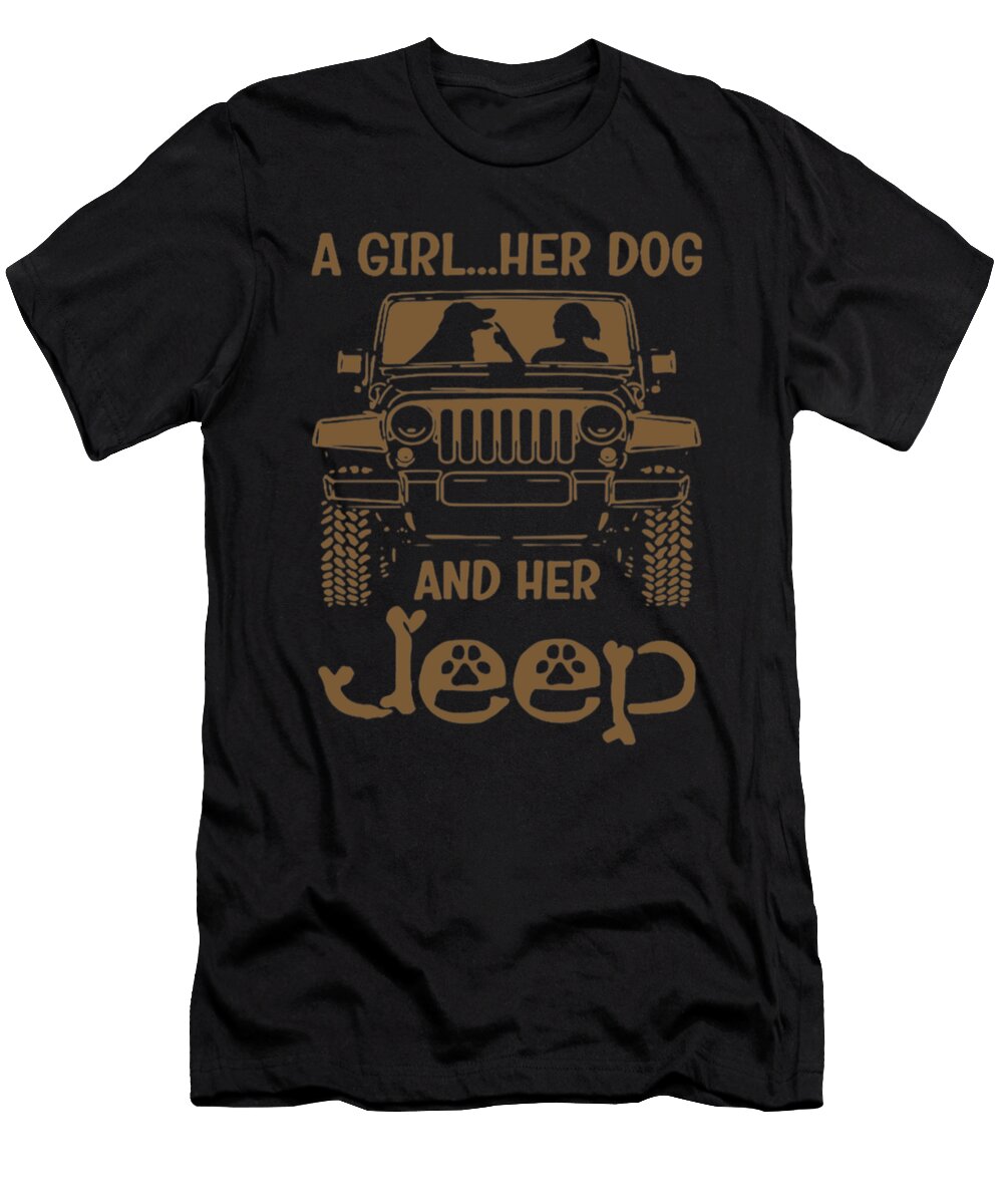 4 a Girl Her Dog and Her Jeep Tinh Tran Le Thanh T-Shirt