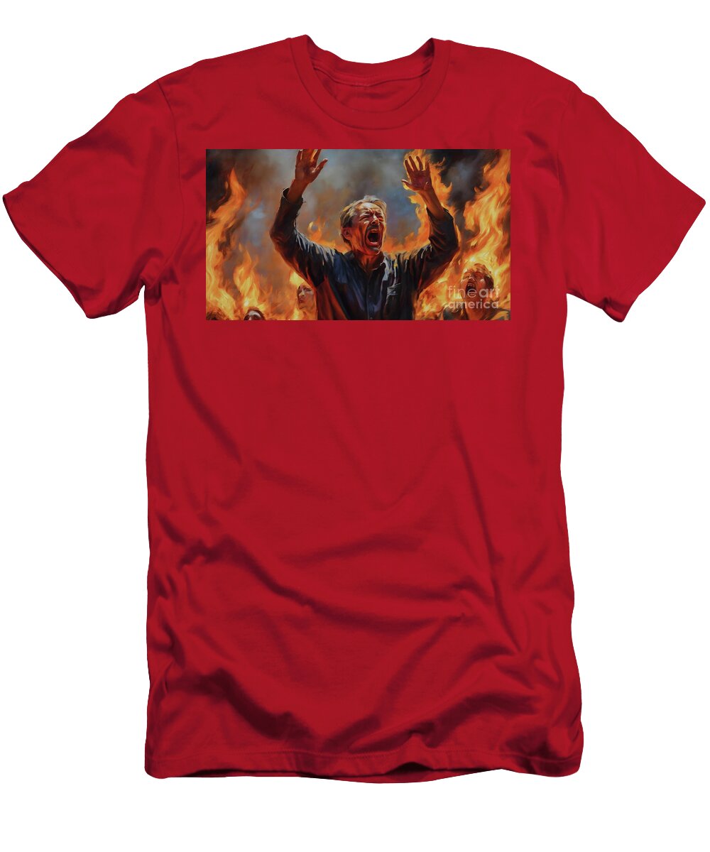 4 a Painting of Hell of Suffering and Eternal Damnation Partially Turgay Koca T-Shirt