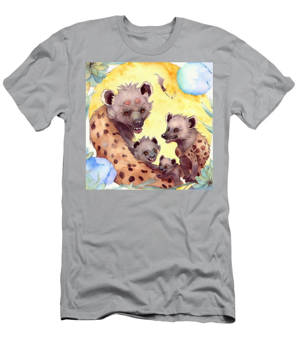 4 Hyena Family Nihonga Japanese Traditional Pain By Asar Studios Celestial Images T-Shirt