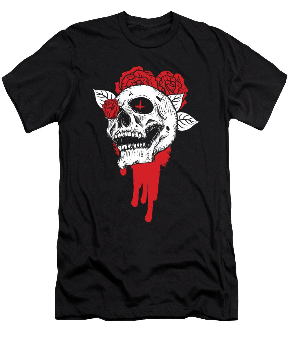 4 Skulls and Roses Gothic Bones Skeleton Death Grave Aesthetic Dark Toms Store T-Shirt