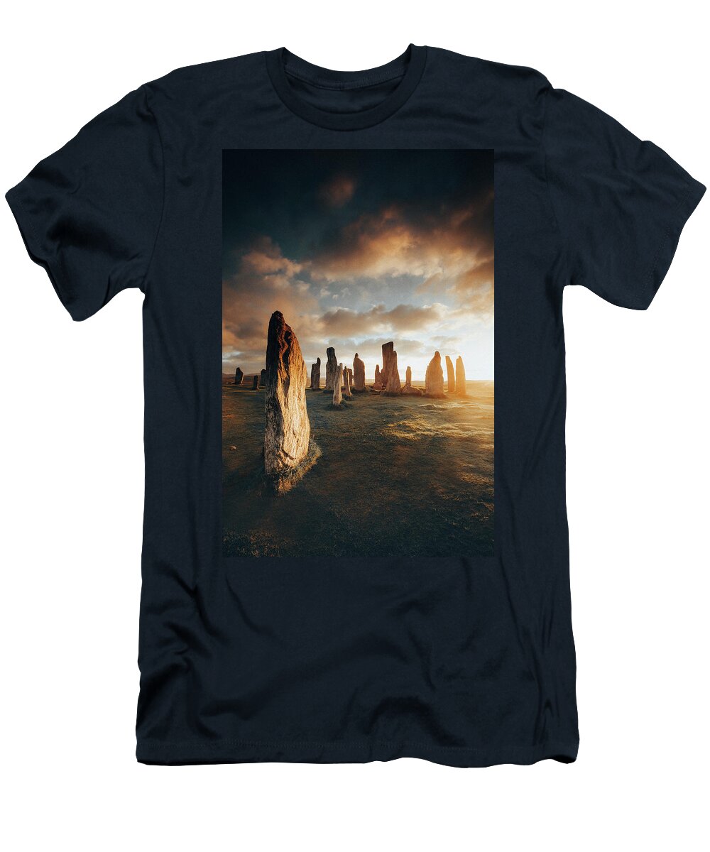 4 United Kingdom Scotland Great Britain British Isles Lewis and Harris Iconic Callanish Stone Circle in the Outer Hebrides At Sunset Maurizio Rellini T-Shirt