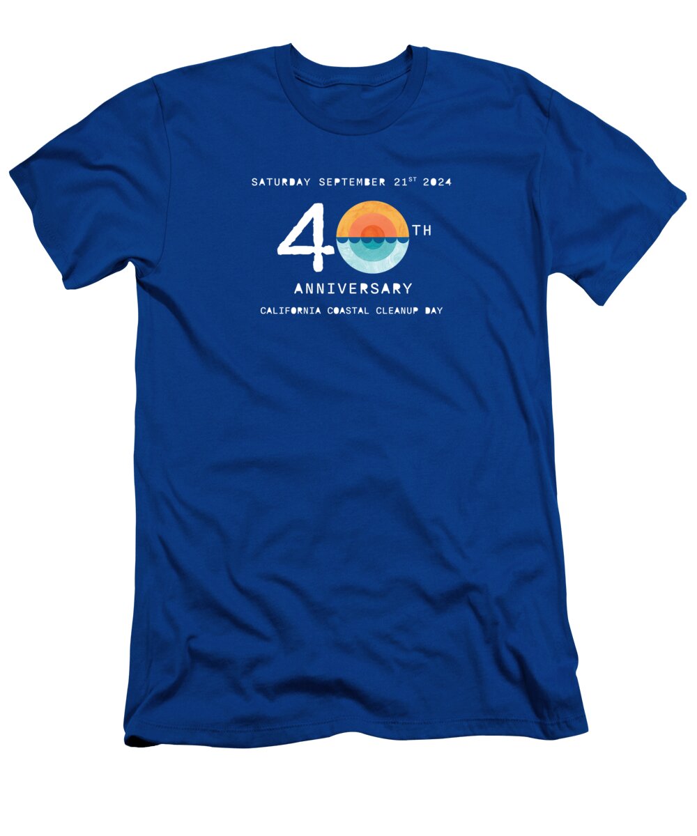 40th Anniversary Coastal Cleanup Logo White Letters California Coastal Commission T-Shirt