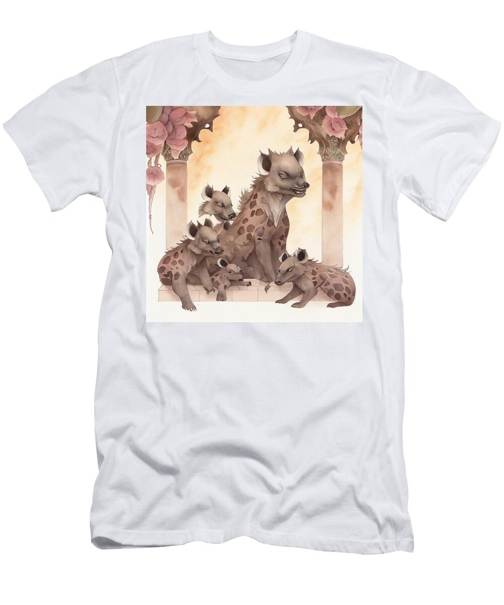 5 Hyena Family Nihonga Japanese Traditional Pain By Asar Studios Celestial Images T-Shirt