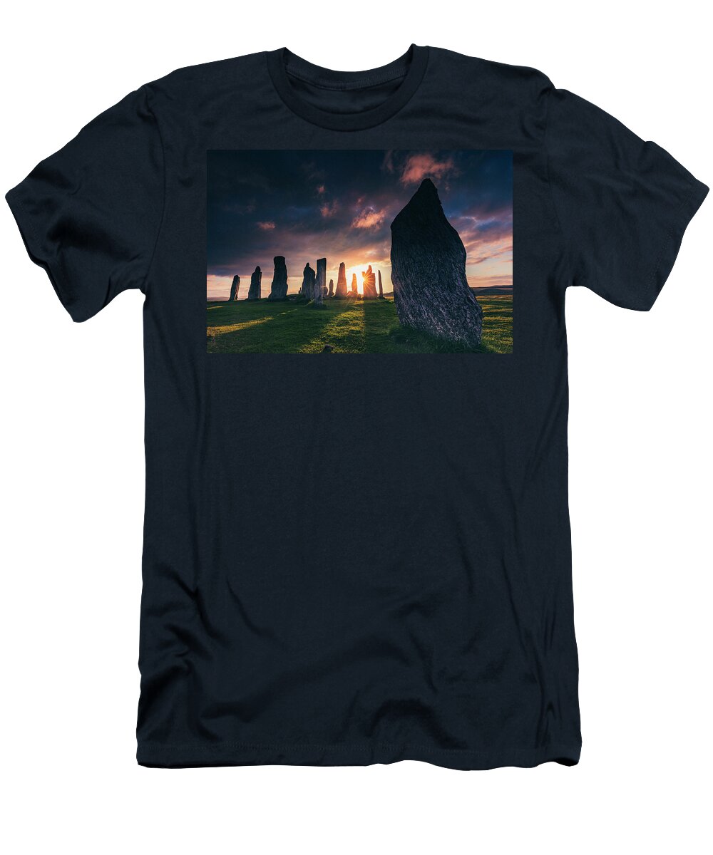 5 United Kingdom Scotland Great Britain British Isles Lewis and Harris Iconic Callanish Stone Circle in the Outer Hebrides At Sunset Maurizio Rellini T-Shirt