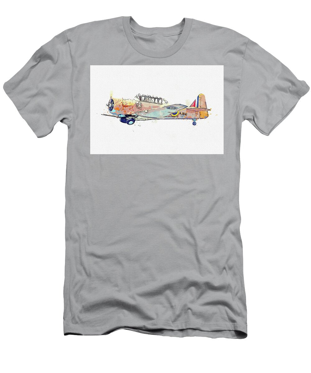 6 North American T Harvard Aj G Bjst Wacky Wabbit Raf Desert Airforce War Planes in Watercolor Ca By a Celestial Images T-Shirt