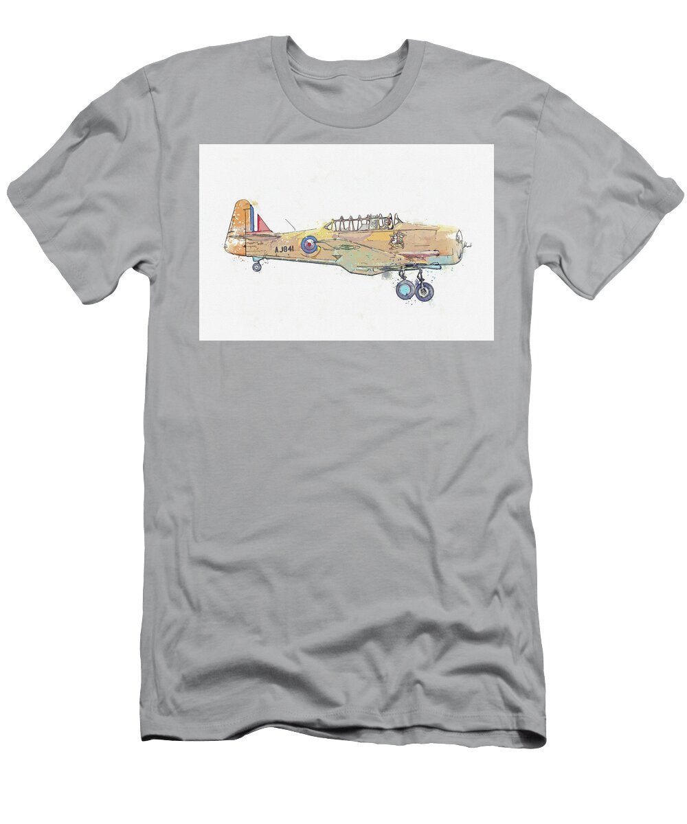 7 North American T Harvard Aj G Bjst Wacky Wabbit Raf Desert Airforce War Planes in Watercolor Ca By a Celestial Images T-Shirt