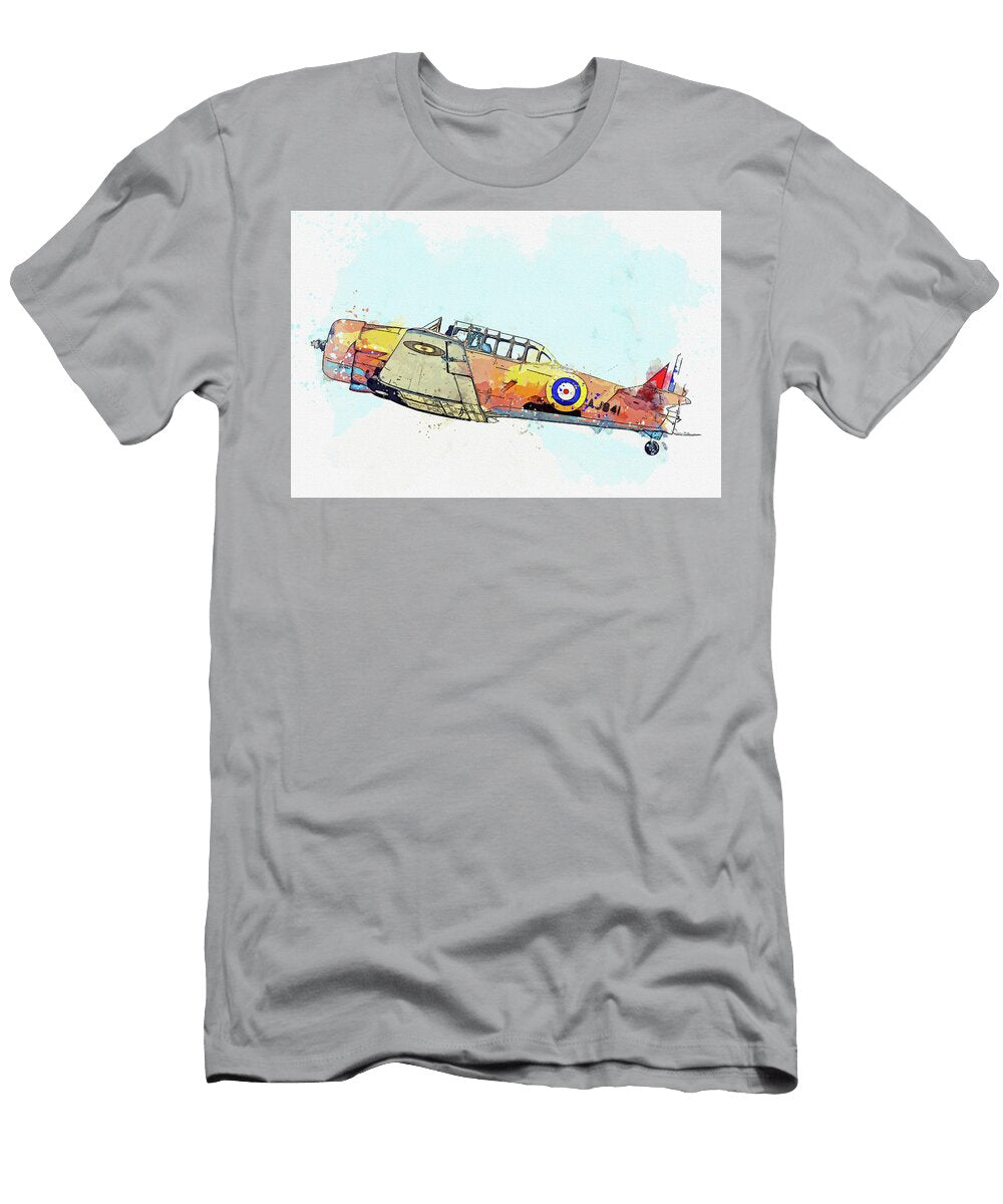 9 North American T Harvard Aj G Bjst Wacky Wabbit Raf Desert Airforce War Planes in Watercolor Ca By a Celestial Images T-Shirt