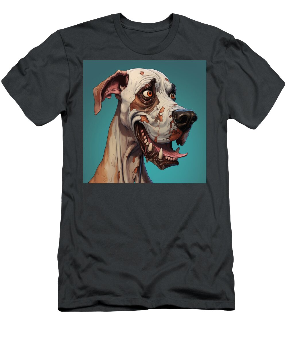 A Close Up Portrait of a Dog with a Goofy Grin and a Patchy Coat Linnea Xinn T-Shirt