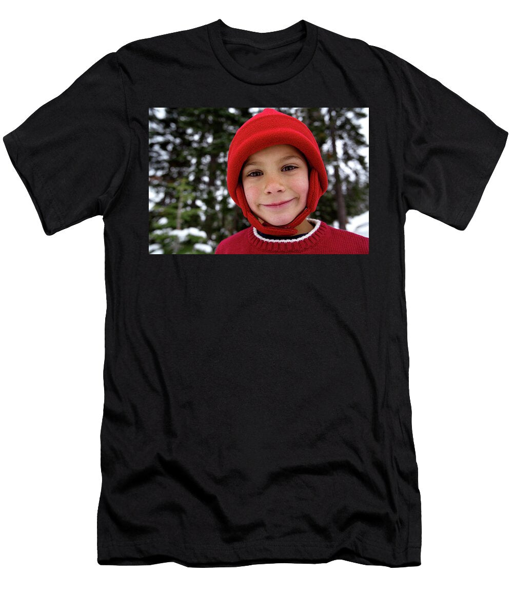A Cute Young Boy Smiling Corey Rich T-Shirt