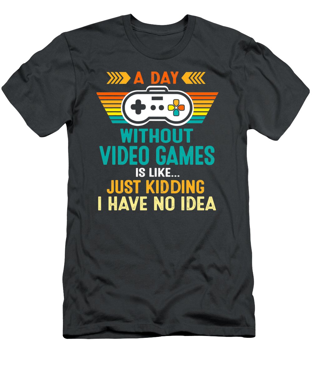 A Day Without Video Games Retro Video Gamer Gift Parker Ben T-Shirt