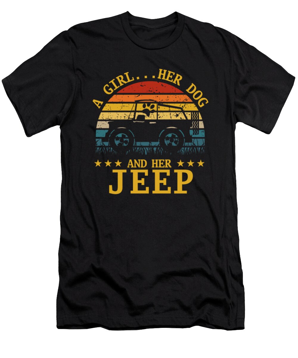 A Girl Her Dog and Her Jeep Vintage Tinh Tran Le Thanh T-Shirt