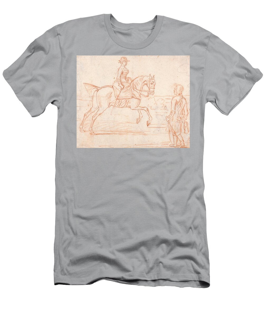 A Lady Riding Sidesaddle Turns to Look At a Dismounted Rider Art James Seymour English T-Shirt